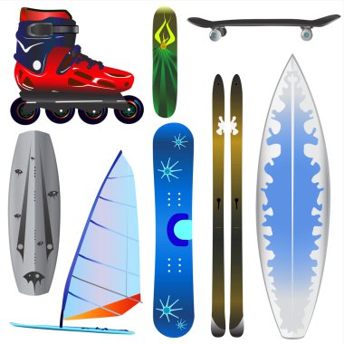 Extreme sports equipments vector clipart