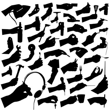 Collection of hand and tool vector clipart