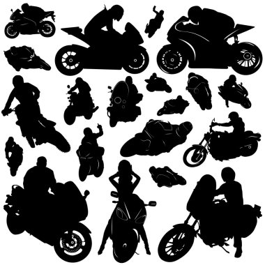 Collection of motorcycle and rider vector clipart