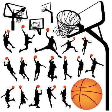 Basketball and backboard vector clipart