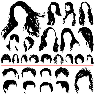 Women and men hair vector clipart