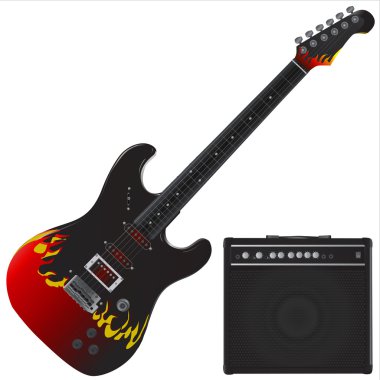 Guitar and amp vector clipart