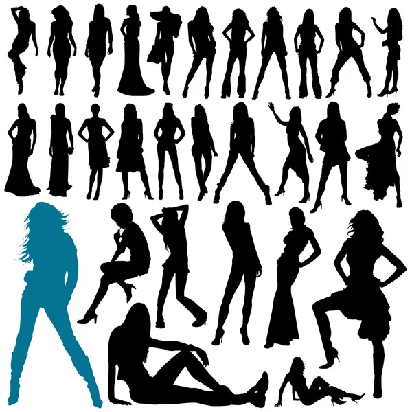 Collection of model woman vector — Stock Vector