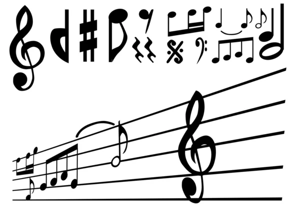 Nota musical y vector de signo — Vector de stock