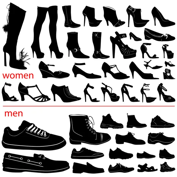 Mujeres y hombres zapatos vector — Vector de stock
