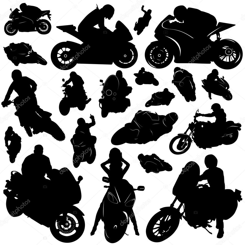 Collection of motorcycle and rider vector