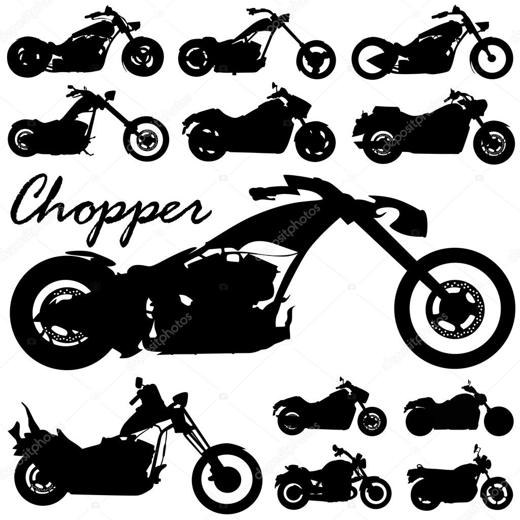 Chopper motorcycle vector set