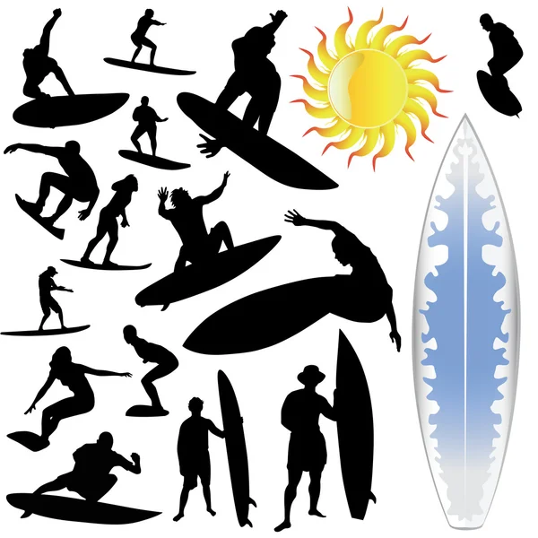 Волновой серфинг и солнце — стоковый вектор