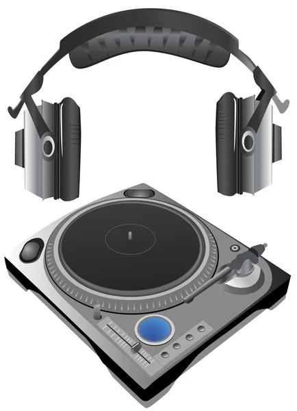 Vector giradiscos y auriculares — Stockvector