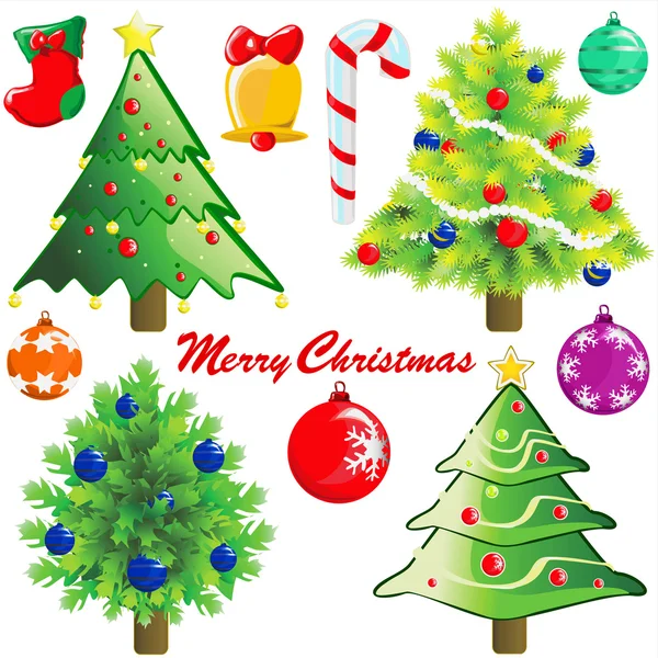 クリスマスツリーと装飾 — ストックベクタ