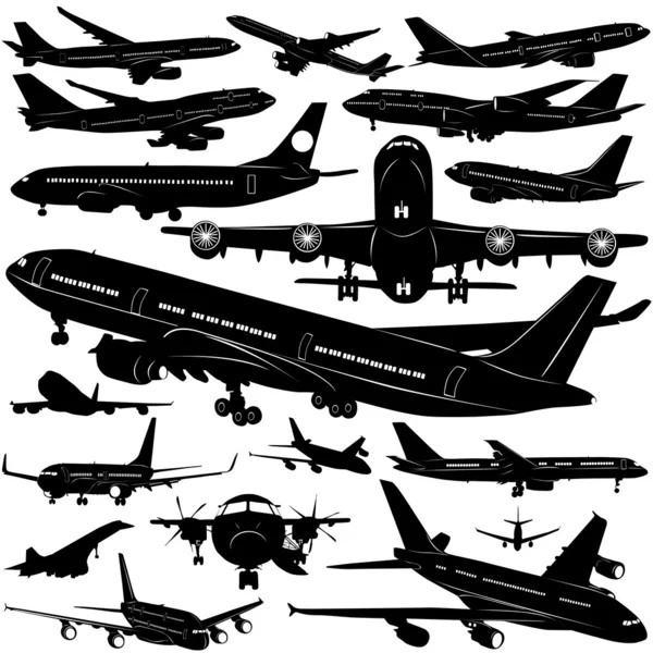 飛行機コレクション ベクトル (ウィンドウの詳細) — ストックベクタ