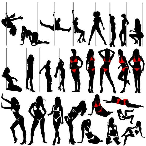 Sexiga kvinnor och striptease — Stock vektor