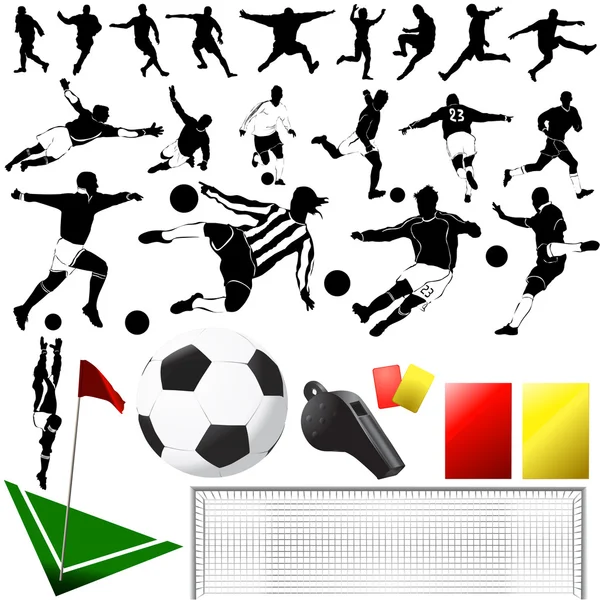 Ποδόσφαιρο διάνυσμα και εξοπλισμοί — Διανυσματικό Αρχείο