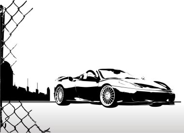 City and sport car clipart