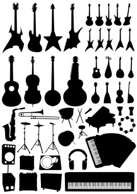 Collection of music objects clipart