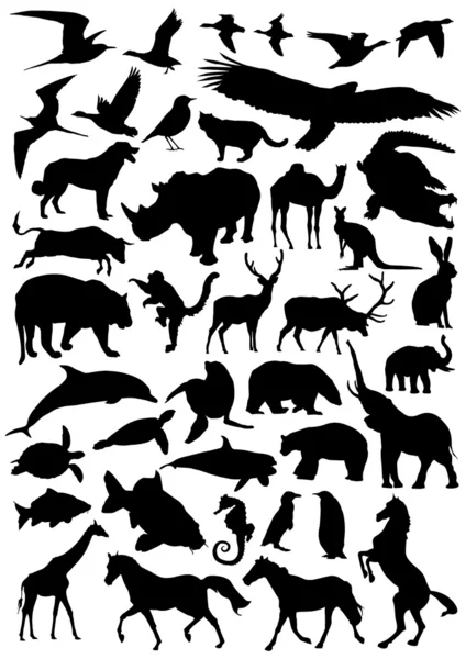 Colección de siluetas de animales — Archivo Imágenes Vectoriales