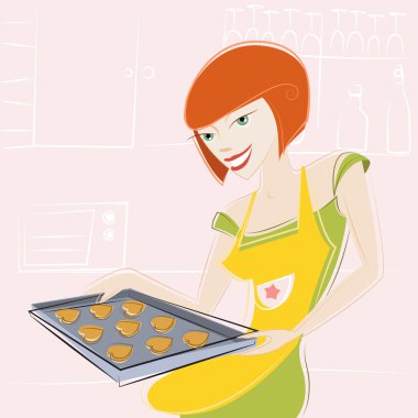 Girl make a cake clipart