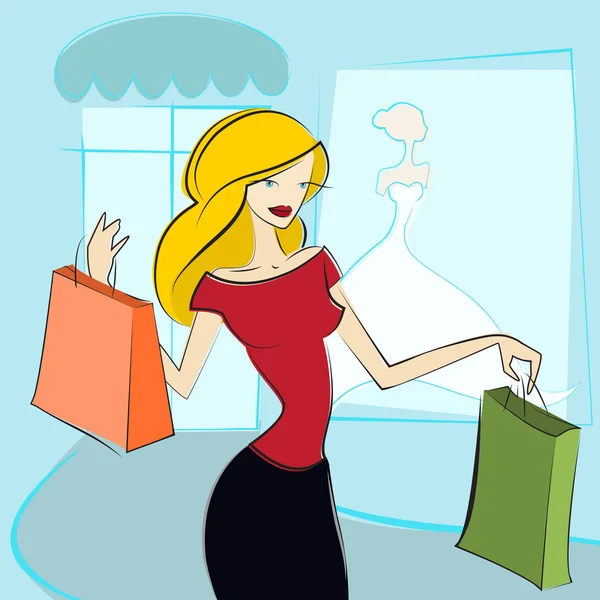 Mulheres de compras —  Vetores de Stock