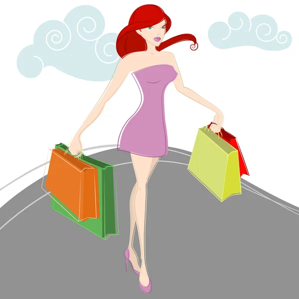 ショッピング女性 — ストックベクタ