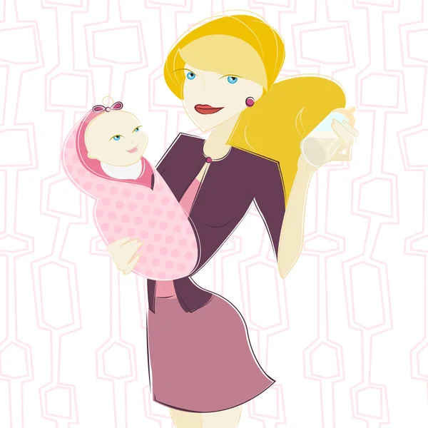 母亲与婴儿 — 图库矢量图片