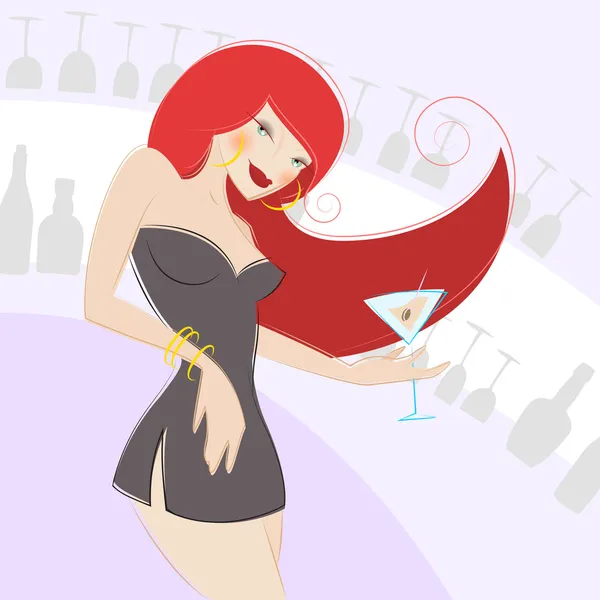 Chica bebiendo alcohol — Archivo Imágenes Vectoriales
