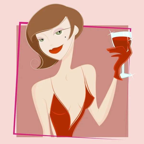 Woman drinking wine — Stock Vector