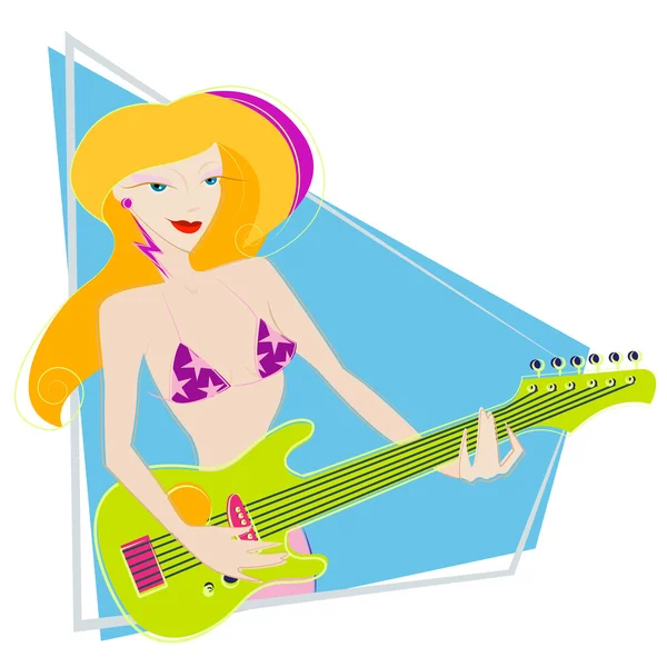Dívka hrající na kytaru — Stockový vektor