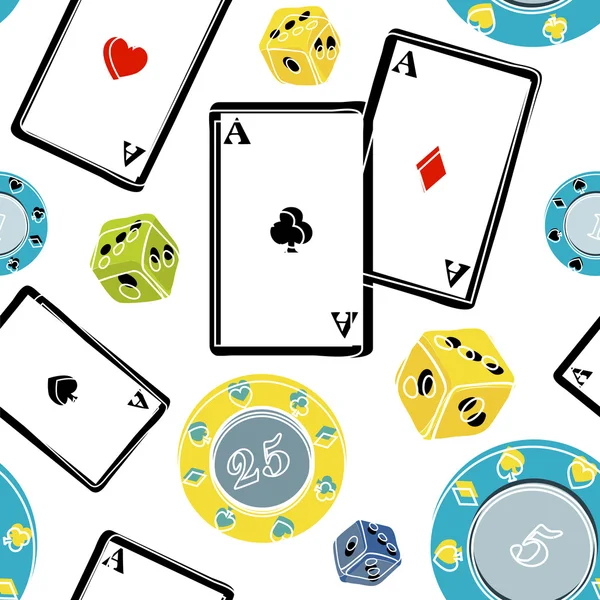 Элементы казино бесшовный шаблон — стоковый вектор