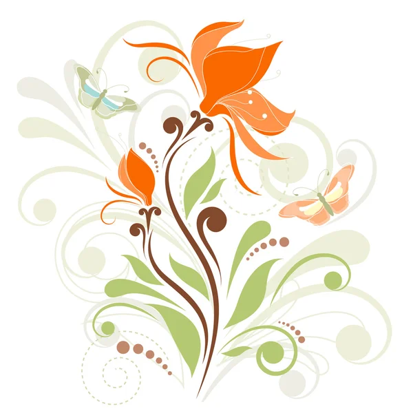 Květina a motýl — Stockový vektor