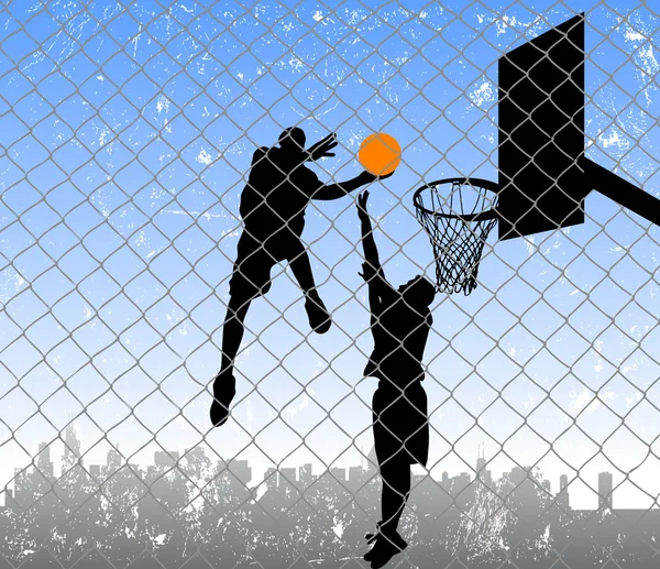 Basketball in the street — Stock Vector