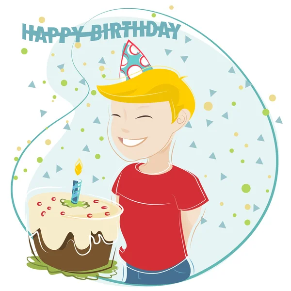 Boy celebrating birthday — Stock Vector