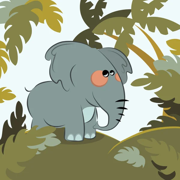 Elefante en la selva — Vector de stock