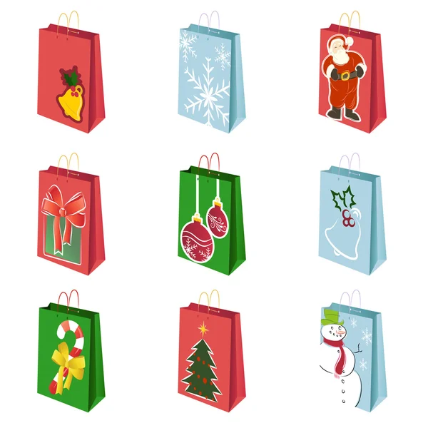 Christmas shopping bags — Stok Vektör