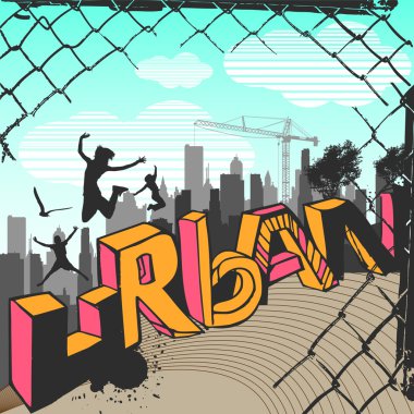 Urban graphic with jumping clipart