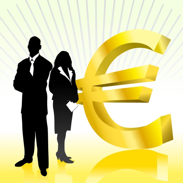 Σύμβολο του ευρώ με τις επιχειρήσεις — Διανυσματικό Αρχείο