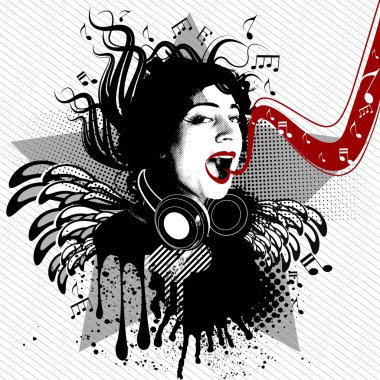 Woman portrait and music clipart