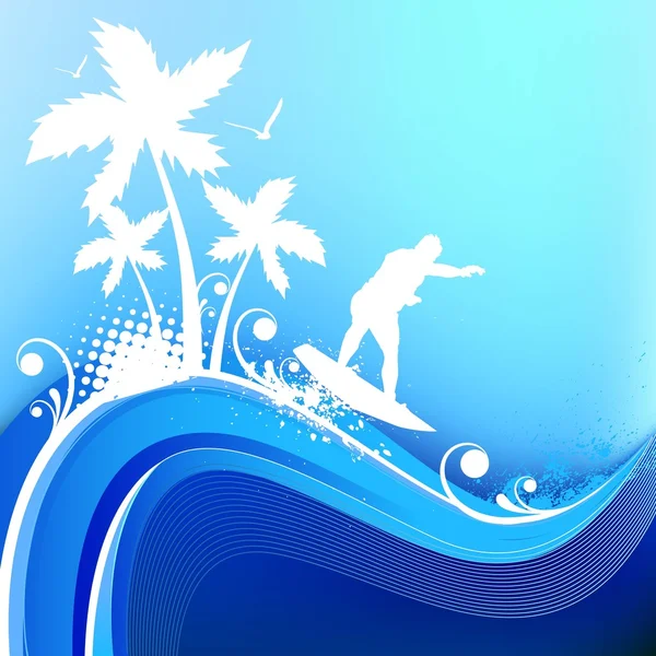 Surfen silhouet — Stockvector