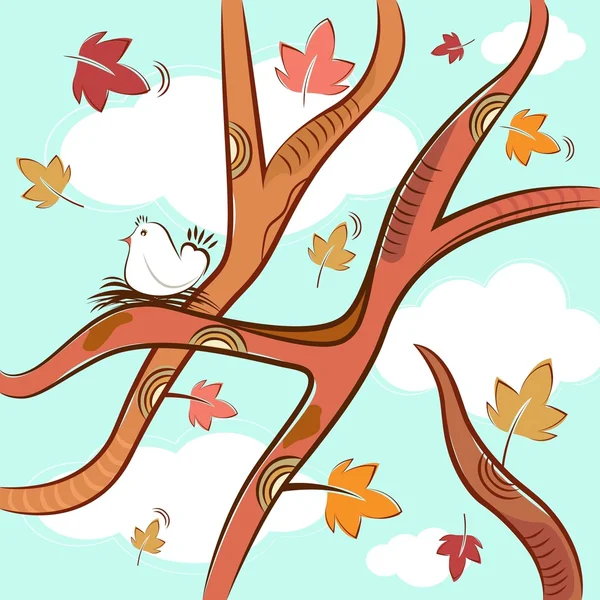 Ağaç ve kuş — Stok Vektör