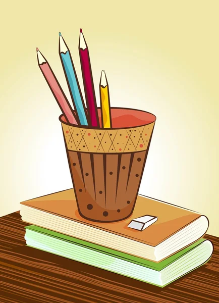 Bøker og blyanter – stockvektor