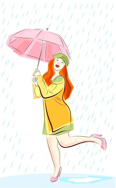 Rain and woman — Stock Vector