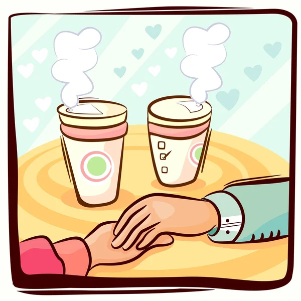 Paar Hand und Kaffee — Stockvektor