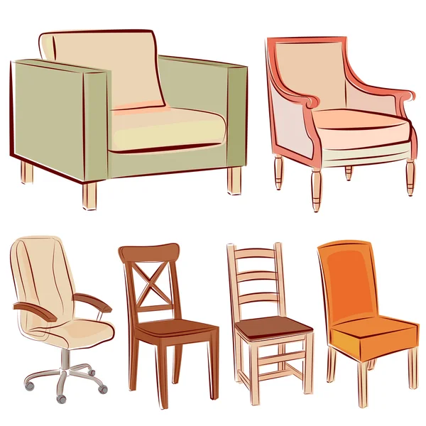 Möbler Ikonuppsättning — Stock vektor