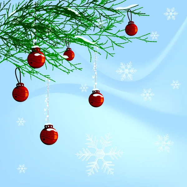 Weihnachtskugeln und Tannenblätter — Stockvektor