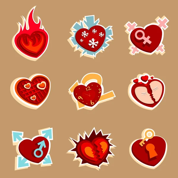 Corazón iconos divertidos — Archivo Imágenes Vectoriales