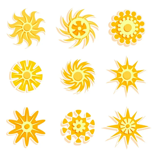 Diseños de sol — Archivo Imágenes Vectoriales