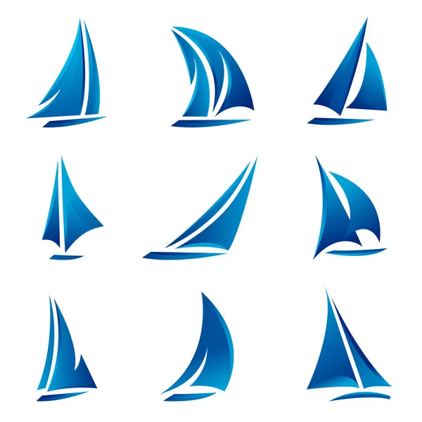 Sada symbolů plachetnice — Stockový vektor