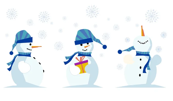 Lindo muñeco de nieve (diferentes poses ) — Vector de stock