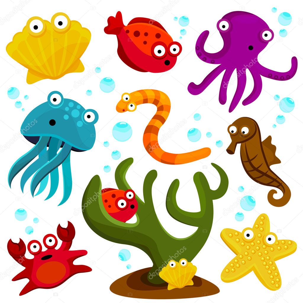 Cartoon sea creatures Stock Vector Image by ©bogalo #9981708