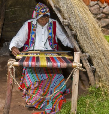 Peruvian man weaving clipart