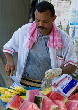 Colombian fruit seller clipart